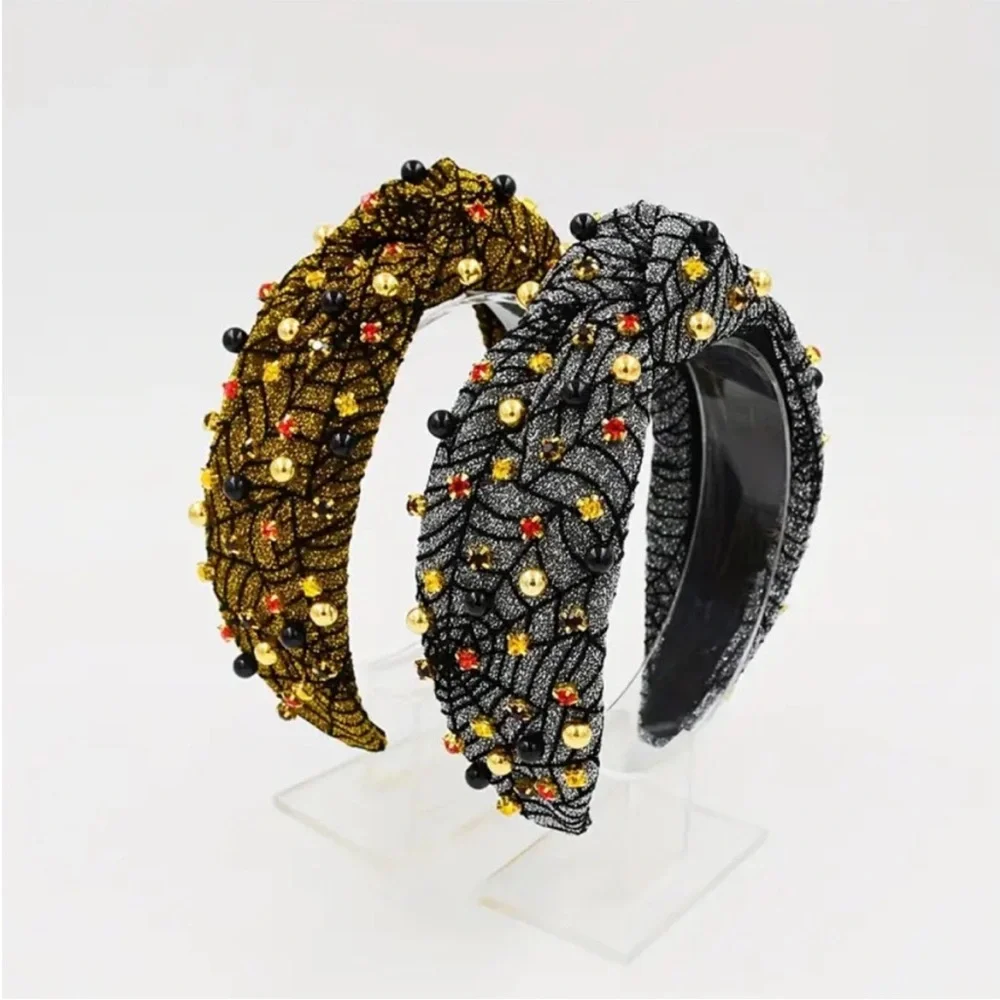 Golden Black Spider Web Embellished Headband